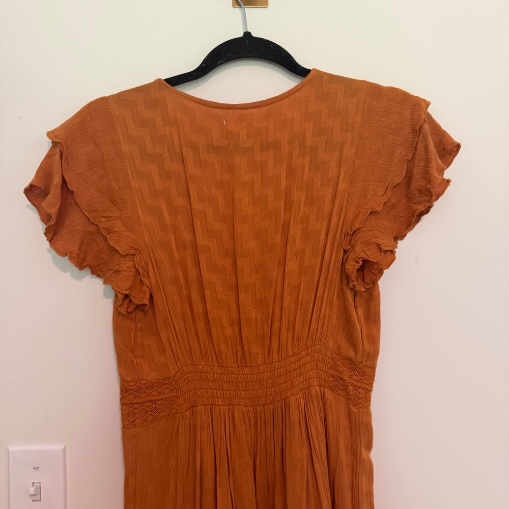 Maeve Anthropologie Rust Orange Floral Embroidered Maxi Dress Size 2 NWT Boho - Picture 5 of 5